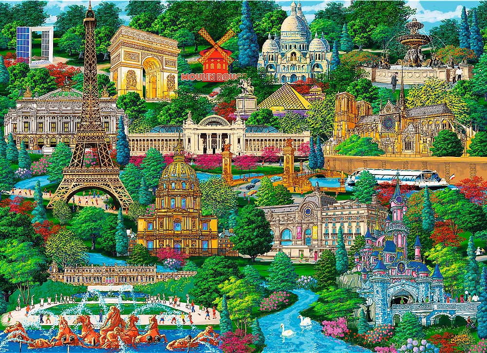 Puzzle Trefl Madera Lugares Famosos de Francia de 1000 Piezas