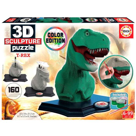 Puzzle 3D Sculpture Color T-Rex de 160 Piezas