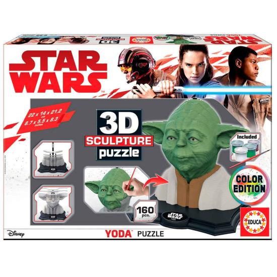 Puzzle 3D Sculpture Color Yoda Star Wars de 160 Piezas