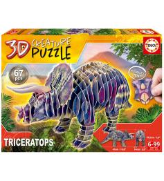 Puzzle 3D Triceratops Creature de 67 Piezas