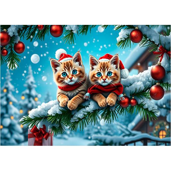 Puzzle Alipson Gatitos Y Cachorros Navideños de 2x500 Piezas