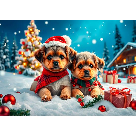 Puzzle Alipson Gatitos Y Cachorros Navideños de 2x500 Piezas