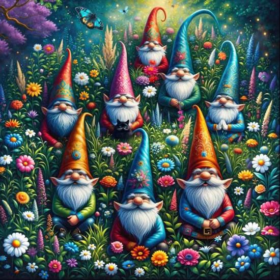 Puzzle Alipson Gnomos De Jardín En Primavera de 1000 Piezas