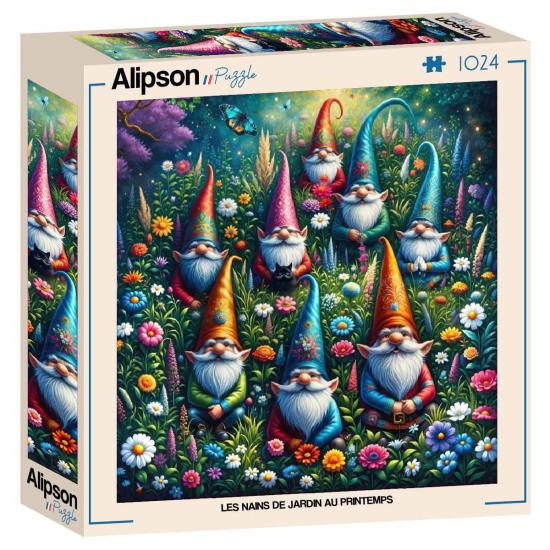 Puzzle Alipson Gnomos De Jardín En Primavera de 1000 Piezas