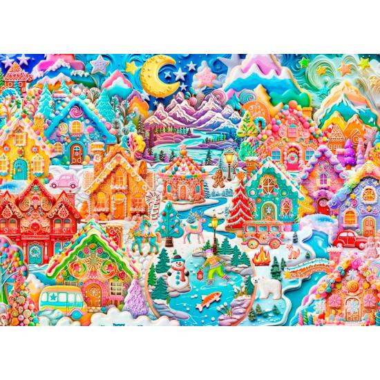 Puzzle Alipson Noche Colorida en Cookietown de 1500 Piezas