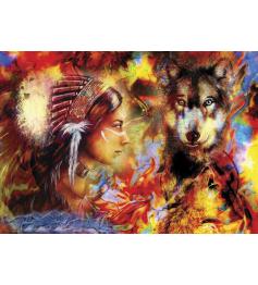 Puzzle Anatolian Mujer India y el Lobo de 1500 Piezas