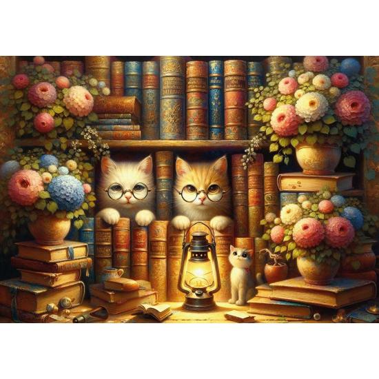 Puzzle Art Puzzle Biblioteca de Gatos Sabios de 260 Piezas