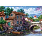 Puzzle Art Puzzle Canal con Flores de 500 Piezas