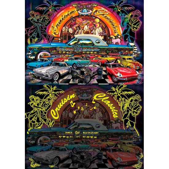 Puzzle Art Puzzle Coches Clásicos Neón de 1000 Piezas Puzzle Art Puzzle Coches Clásicos Neón de 1000 Piezas