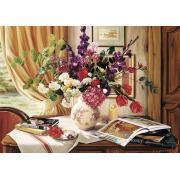 Puzzle Art Puzzle Esquina de Arte y Flores de 1000 Piezas