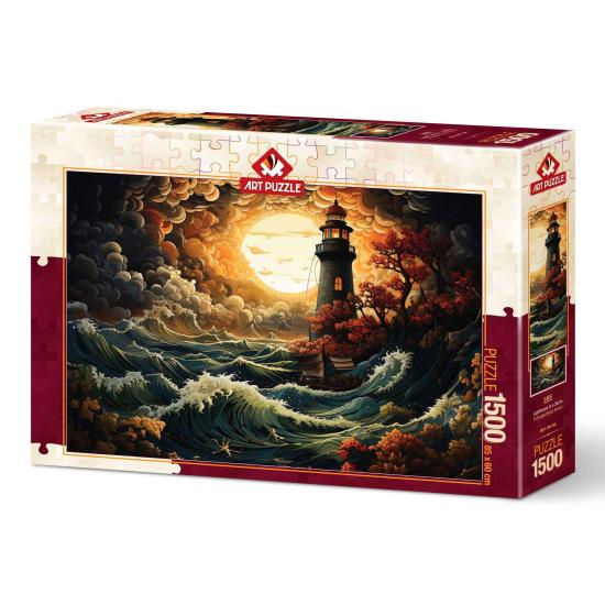 Puzzle Art Puzzle Faro en una Tormenta de 1500 Piezas Puzzle Art Puzzle Faro en una Tormenta de 1500 Piezas