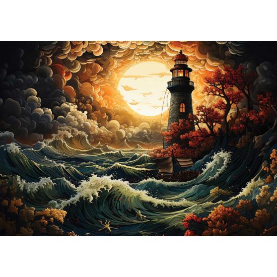 Puzzle Art Puzzle Faro en una Tormenta de 1500 Piezas Puzzle Art Puzzle Faro en una Tormenta de 1500 Piezas