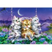 Puzzle Art Puzzle Gatitos En Columpio a la Luz de la Luna de 50