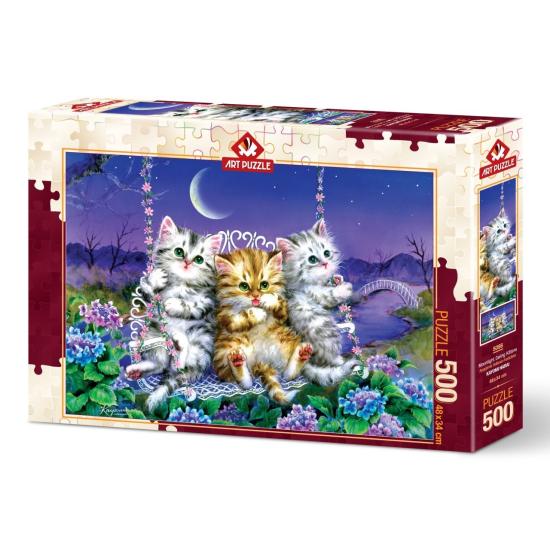 Puzzle Art Puzzle Gatitos En Columpio a la Luz de la Luna de 50 Puzzle Art Puzzle Gatitos En Columpio a la Luz de la Luna de 50