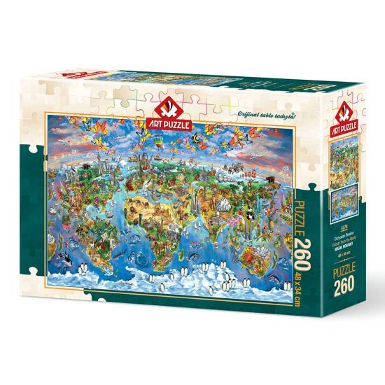 Puzzle Art Puzzle Mapa del Mundo Lleno de Color de 260 Piezas Puzzle Art Puzzle Mapa del Mundo Lleno de Color de 260 Piezas