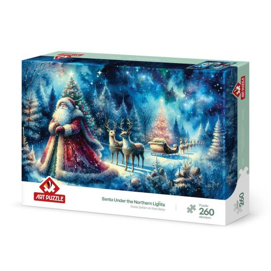 Puzzle Art Puzzle Papá Noel bajo Auroras Boreales de 260 Piezas