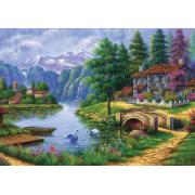 Puzzle Art Puzzle Pueblo Junto al Lago de 1500 Piezas