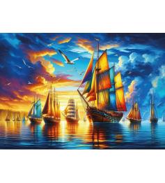 Puzzle Art Puzzle Puerto de Velas Coloridas de 500 Piezas