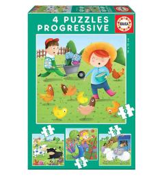 Puzzle Baby Educa Progresivo Animales De La Granja 6-9-12-16 Pzs