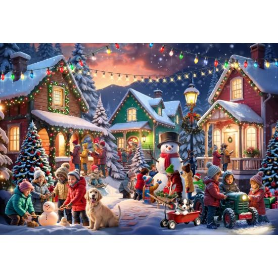 Puzzle Bluebird Barrio en Navidad de 1000 Piezas