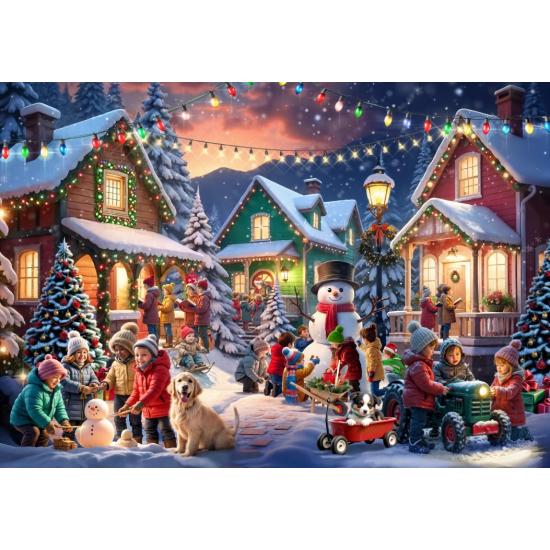 Puzzle Bluebird Barrio en Navidad de 2000 Piezas