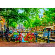 Puzzle Bluebird Bicicleta Roja en Ámsterdam de 1000 Piezas