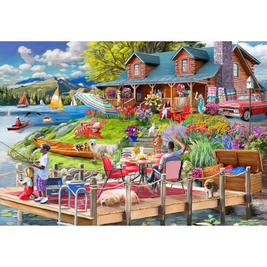 Puzzle Bluebird Cabaña con Vista al Lago de Montaña de 1000 Piez