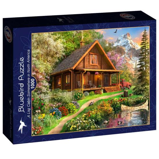 Puzzle Bluebird Cabaña de Troncos en Norteamérica 1000 Pzs