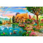 Puzzle Bluebird Cabaña Junto al Lago de 1000 Piezas