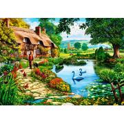 Puzzle Bluebird Cabaña en el Lago de 1000 Piezas