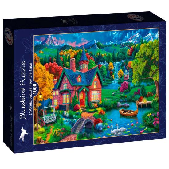 Puzzle Bluebird Casa Colorida Cerca Del Lago de 1000 Piezas