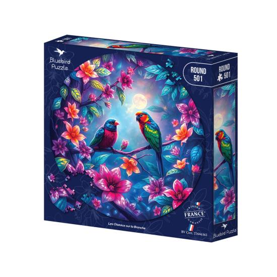 Puzzle Bluebird Circular Pájaros En La Rama de 501 Pzs