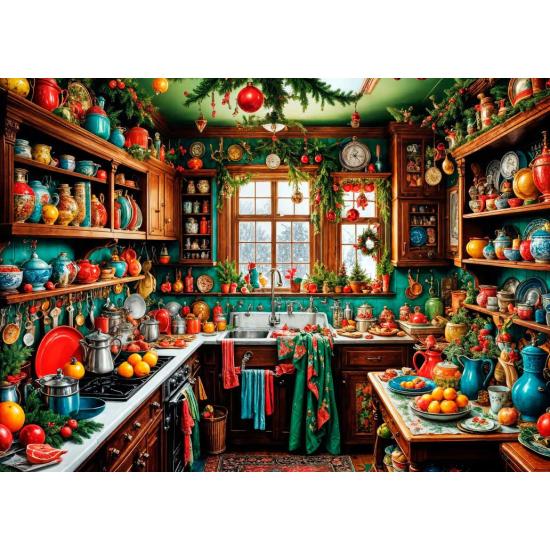 Puzzle Bluebird Cocina Campestre Navideña de 1500 Piezas