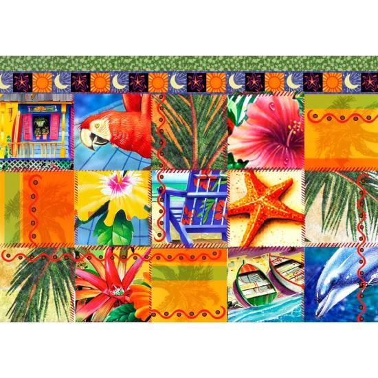 Puzzle Bluebird Colcha Mosaico Tropical de 1500 Piezas Puzzle Bluebird Colcha Mosaico Tropical de 1500 Piezas