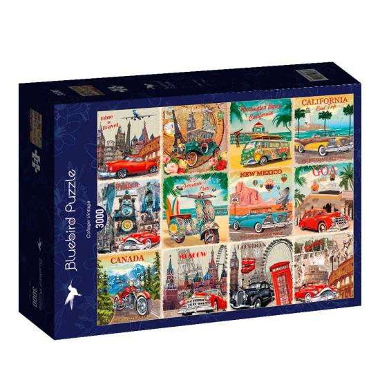 Puzzle Bluebird Collage de Postales Vintage de 3000 Pzs