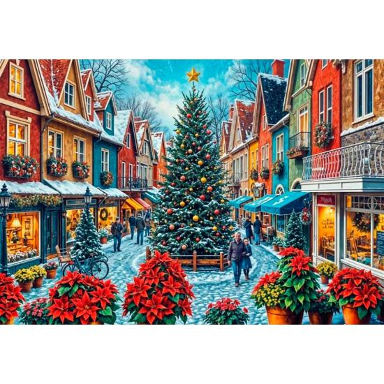 Puzzle Bluebird Compras Navideñas en la Plaza de 1000 Piezas Puzzle Bluebird Compras Navideñas en la Plaza de 1000 Piezas