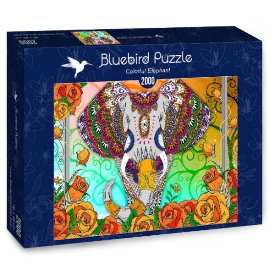 Puzzle Bluebird Elefante Lleno de Color de 2000 Piezas
