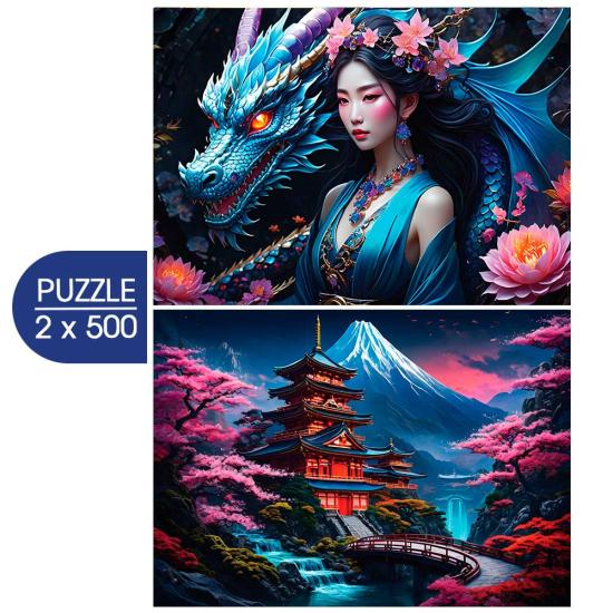 Puzzle Bluebird Espíritu Japonés de 2x500 Piezas Puzzle Bluebird Espíritu Japonés de 2x500 Piezas