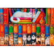 Puzzle Bluebird Estantería de Libros de Gatos de 1000 Piezas