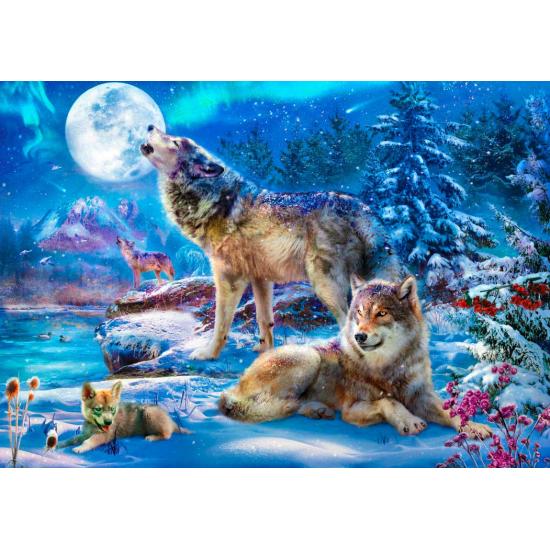 Puzzle Bluebird Familia de Lobos en Invierno de 1500 Piezas
