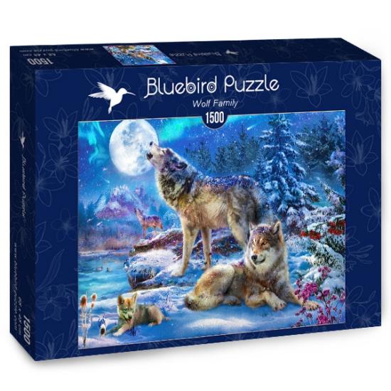 Puzzle Bluebird Familia de Lobos en Invierno de 1500 Piezas
