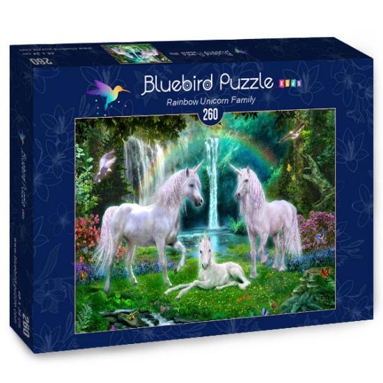 Puzzle Bluebird Familia de Unicornios del Arcoiris de 260 Pieza