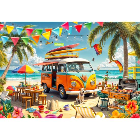 Puzzle Bluebird Furgoneta De Camping en la Playa de 1000 Piezas