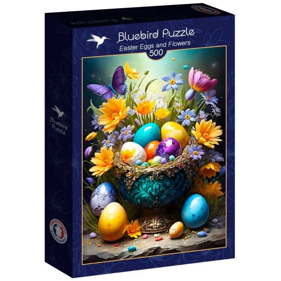Puzzle Bluebird Huevos y Flores de Pascua de 500 Piezas