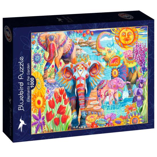 Puzzle Bluebird Jardín de Elefantes Coloridos de 1000 Piezas Puzzle Bluebird Jardín de Elefantes Coloridos de 1000 Piezas