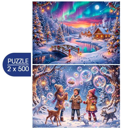 Puzzle Bluebird La Magia Del Invierno de 2x500 Piezas