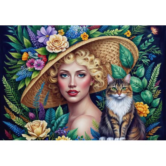 Puzzle Bluebird La Mujer y el Gato de 1000 Piezas
