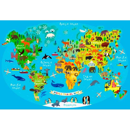 Puzzle Bluebird Mapa de Viajes Mundial de 260 Piezas