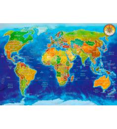 Puzzle Bluebird Mapa Geo-Político del Mundo de 1000 Piezas