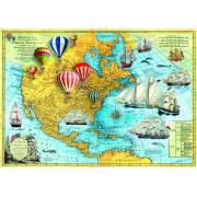 Puzzle Bluebird Mapa Vintage de Norteamérica de 1500 Piezas